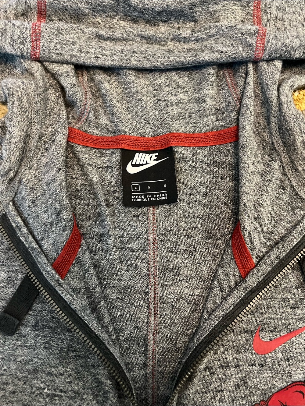 Arkansas Razorbacks Nike Full Zip Hoodie Men Size Large Color Dark Heather Grey - Picture 3 of 4